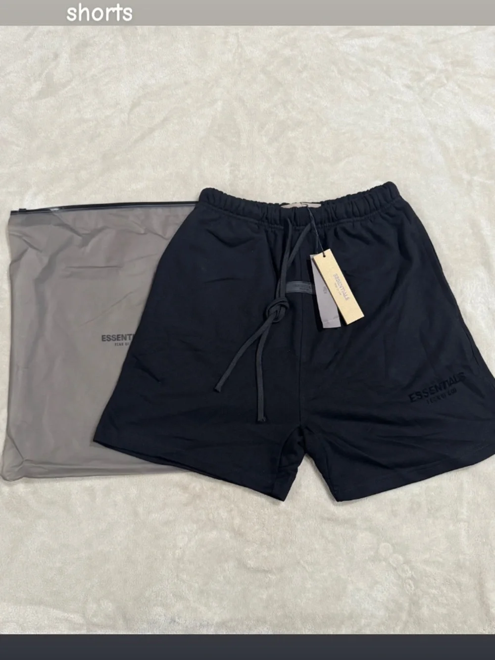 Essentials Light Gray Logo Athletic Shorts